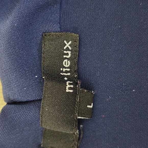 Mi Lieux Woman's Classic Office Navy Blue Sleeveless Shell Blouse w/Deep V Neck - Picture 8 of 12